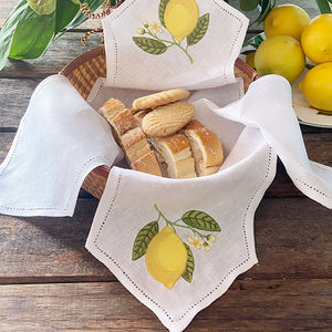 Cobre-pão Limão Siciliano bordado 100% linho