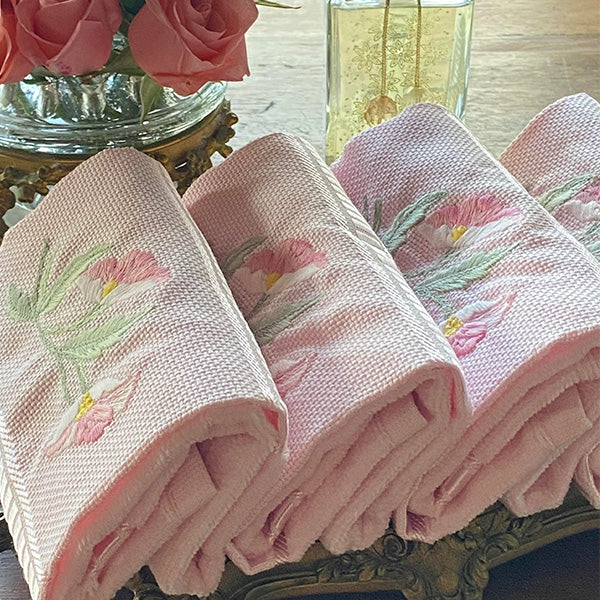 Toalha de Banho Floral Pink Barra Aveludada - Portal Lar & Lazer