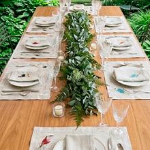 Carregar imagem no visualizador da galeria, Jogo Americano Kit  Pássaros tropicais bege natural com 06 Lugares Americanos + 06 Guardanapos