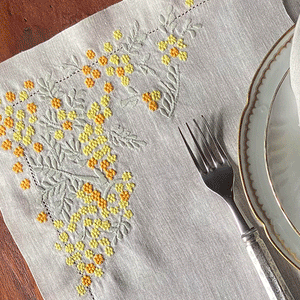 Natural beige forget-me-not placemat 100% linen with napkin