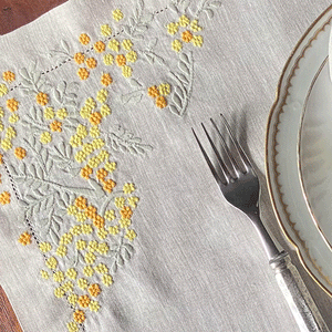 Natural beige forget-me-not placemat 100% linen with napkin