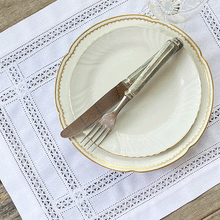 Load image into Gallery viewer, Natural beige hydrangea placemat with napkin