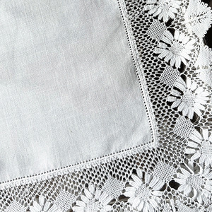 Exclusive manual antique lace Bobbin Tray Cloth 100% linen 35x46cm
