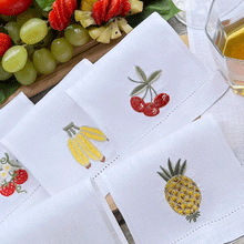 Load image into Gallery viewer, Tropical Fruits Coasters Kit 6 units 100% linen
