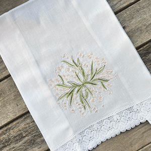 Toalha de Lavbo MIguets com renda 42x75cm linho - unidade