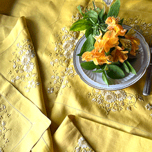 Load image into Gallery viewer, 100% linen embroidered Royal Tablecloth shown 1.60x2.70m without napkin