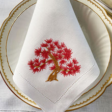 Load image into Gallery viewer, Botanical Garden Napkins - Kit 4 units embroidered trees 100% linen 