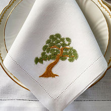 Load image into Gallery viewer, Botanical Garden Napkins - Kit 4 units embroidered trees 100% linen 