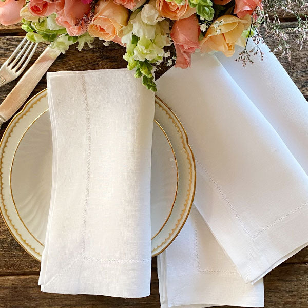 White table napkin 100% Linen 50x50cm unit