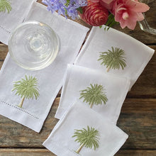 Load image into Gallery viewer, Tropical palm tree cocktail napkin 6 units 100% linen 12x22cm