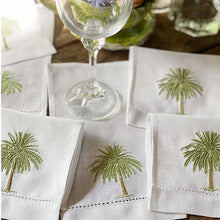 Load image into Gallery viewer, Tropical palm tree cocktail napkin 6 units 100% linen 12x22cm