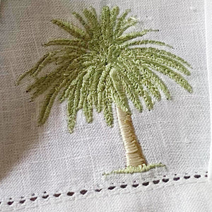Tropical palm tree cocktail napkin 6 units 100% linen 12x22cm