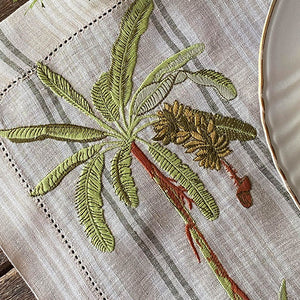 100% linen Striped Banana Placemat with Napkin