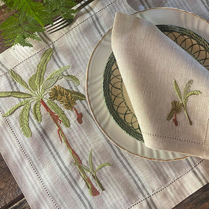 100% linen Striped Banana Placemat with Napkin