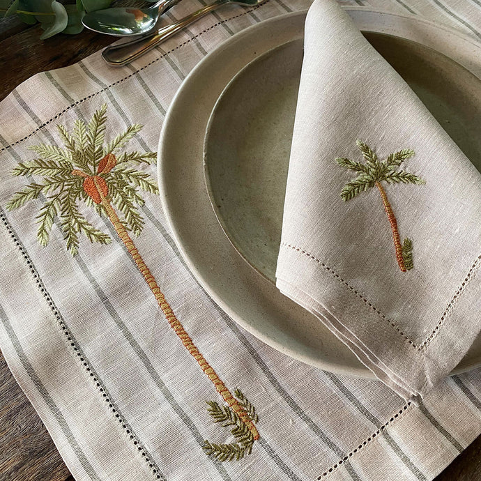 Palmeira Buritis 100% linen stripes placemat with napkin 
