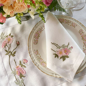 Fleur Rose 100% linen placemat with napkin 