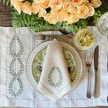 Load image into Gallery viewer, Green embroidered Home Style placemat with napkin 