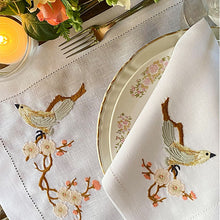 Load image into Gallery viewer, 100% linen Cherry Bird Placemat with Napkin 