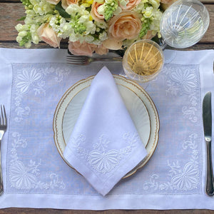 Reine white 100% linen placemat with napkin 
