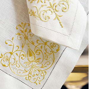 Versailles 100% white linen placemat with napkin