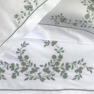 Queen-Size Green Floral Bed Sheet Set 2.40x2.80m 100% cotton 300 threads 
