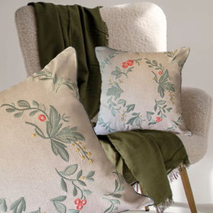 Embroidered Leaves Cushion Cover 45x45cm
