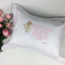 Load image into Gallery viewer, Santo Anjo pillowcase Embroidery colors: Pink-Blue-Beige without filling