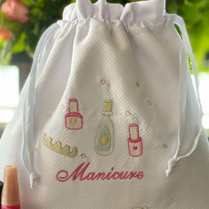 Embroidered Manicure Organizer Toiletry Bag