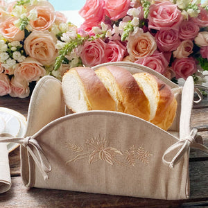 Natural beige square embroidered wheat bread box cover