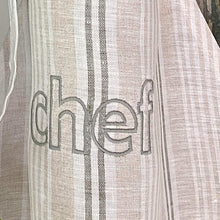 Load image into Gallery viewer, Beige|green stripes chef apron with green embroidery