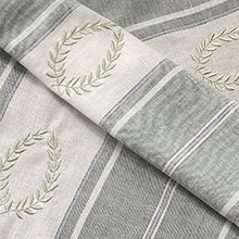 Load image into Gallery viewer, Embroidered green stripes table centerpiece 100% linen 50x2.40 mt