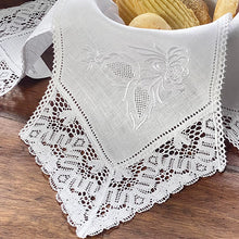 Load image into Gallery viewer, Bread cover Leaves embroidered white sieve
