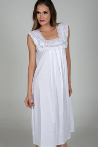 100% cotton Belle nightgown with lace
