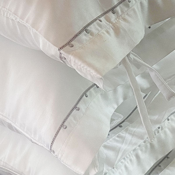 Pois pillowcase gray 30x40cm 100% Egyptian cotton 300 thread count with ties