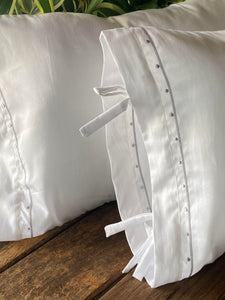 Pois pillowcase gray 30x40cm 100% Egyptian cotton 300 thread count with ties
