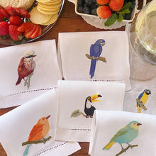 Load image into Gallery viewer, Birds Cocktail Napkin Kit 6 units 12x22cm 100% linen