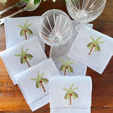 Load image into Gallery viewer, Embroidered Palm Tree Açaí Cocktail Napkin - Kit 6 units, 100% linen