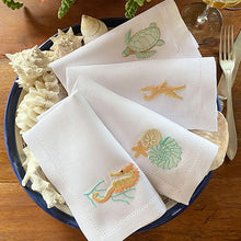 Load image into Gallery viewer, Seafood Napkin Kit 4 units 100% linen 40x40cm