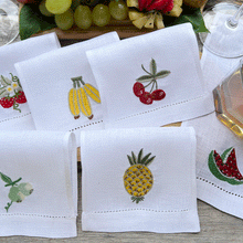 Load image into Gallery viewer, Tropical Fruits Cocktail Napkin Kit 6 units 100% linen