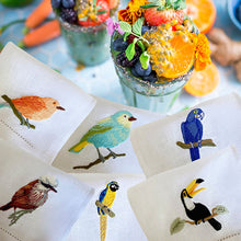 Load image into Gallery viewer, Birds Cocktail Napkin Kit 6 units 12x22cm 100% linen