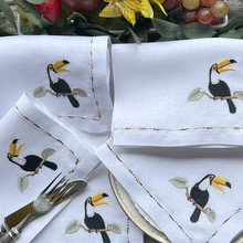 Load image into Gallery viewer, Tucano napkin embroidered 100% linen 40x40cm unit