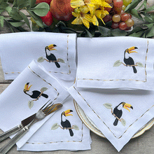 Load image into Gallery viewer, Tucano napkin embroidered 100% linen 40x40cm unit