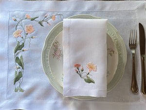 100% linen Fleur du Jour placemat with napkin 