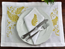 Load image into Gallery viewer, Gold Leaf 100% linen placemat with napkin 