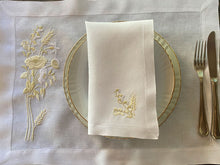 Load image into Gallery viewer, 100% white linen wheat placemat with napkin