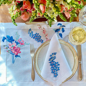 100% linen Floral Garden Placemat with Napkin