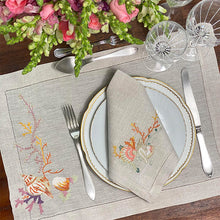 Load image into Gallery viewer, Fruit de Mer 100% natural beige linen placemat with napkin 