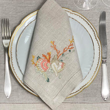 Load image into Gallery viewer, Fruit de Mer 100% natural beige linen placemat with napkin 