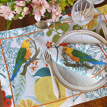Load image into Gallery viewer, Tropical Jandaia place mat printed 100% linen with napkin 