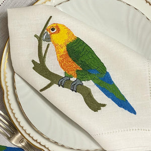 Jandaia Bird Placemat 100% linen with napkin 